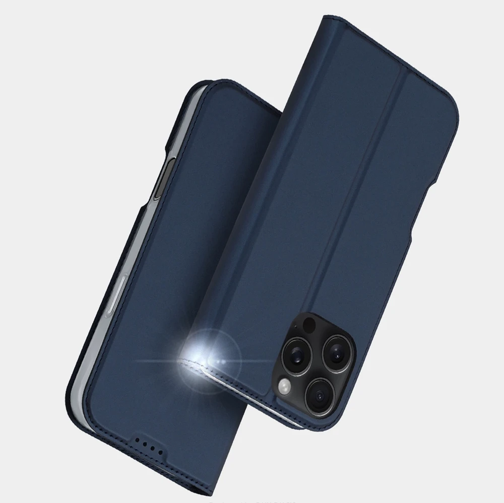 Dux Ducis atverčiamas dėklas SKIN PRO skirtas Apple iPhone 16 Pro Max mėlynos splalvos
