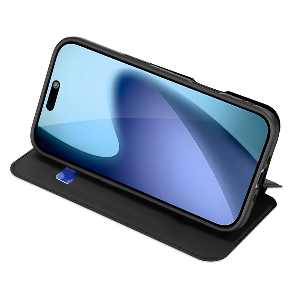 Dux Ducis Skin Pro Apple iPhone 17 dėklas su Flip and Card Slot – juodos spalvos