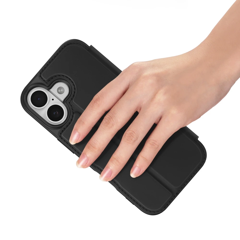 Dux Ducis Skin Pro Apple iPhone 17 dėklas su Flip and Card Slot – juodos spalvos