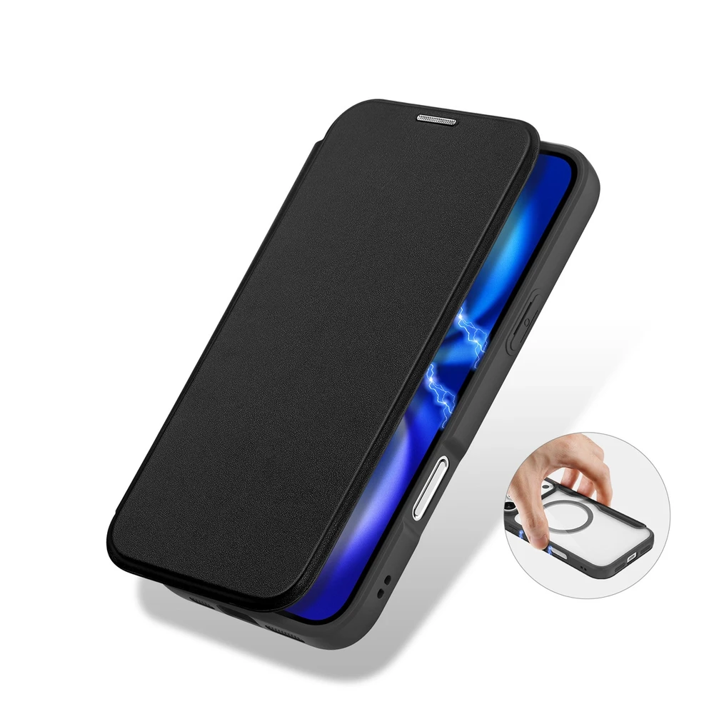 Dux Ducis Skin X Pro dėklas skirtas Apple iPhone 17 Pro Max with Wallet, MagSafe Compatible – juodos spalvos