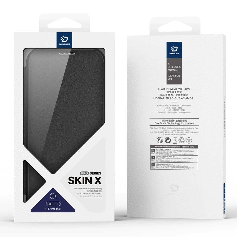 Dux Ducis Skin X Pro dėklas skirtas Apple iPhone 17 Pro Max with Wallet, MagSafe Compatible – juodos spalvos