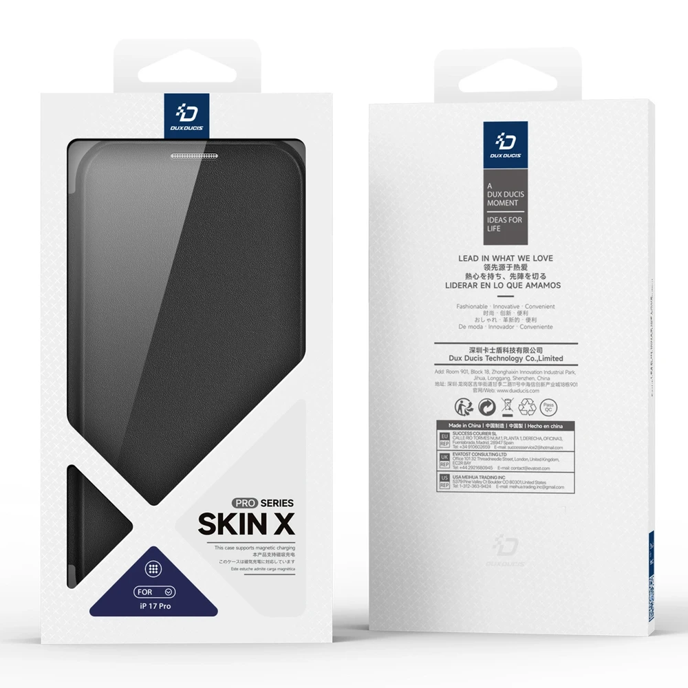 Dux Ducis Skin X Pro dėklas skirtas Apple iPhone 17 Pro with Wallet, MagSafe Compatible – juodos spalvos