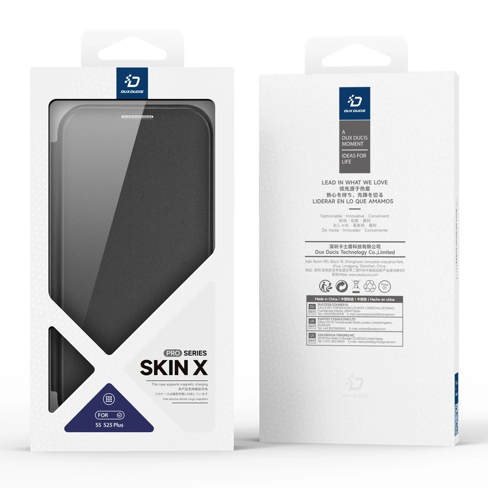 Dux Ducis atverčiamas dėklas SKIN X PRO suderinamas su MagSafe skirtas Samsung Galaxy S25 Plus juodos spalvos