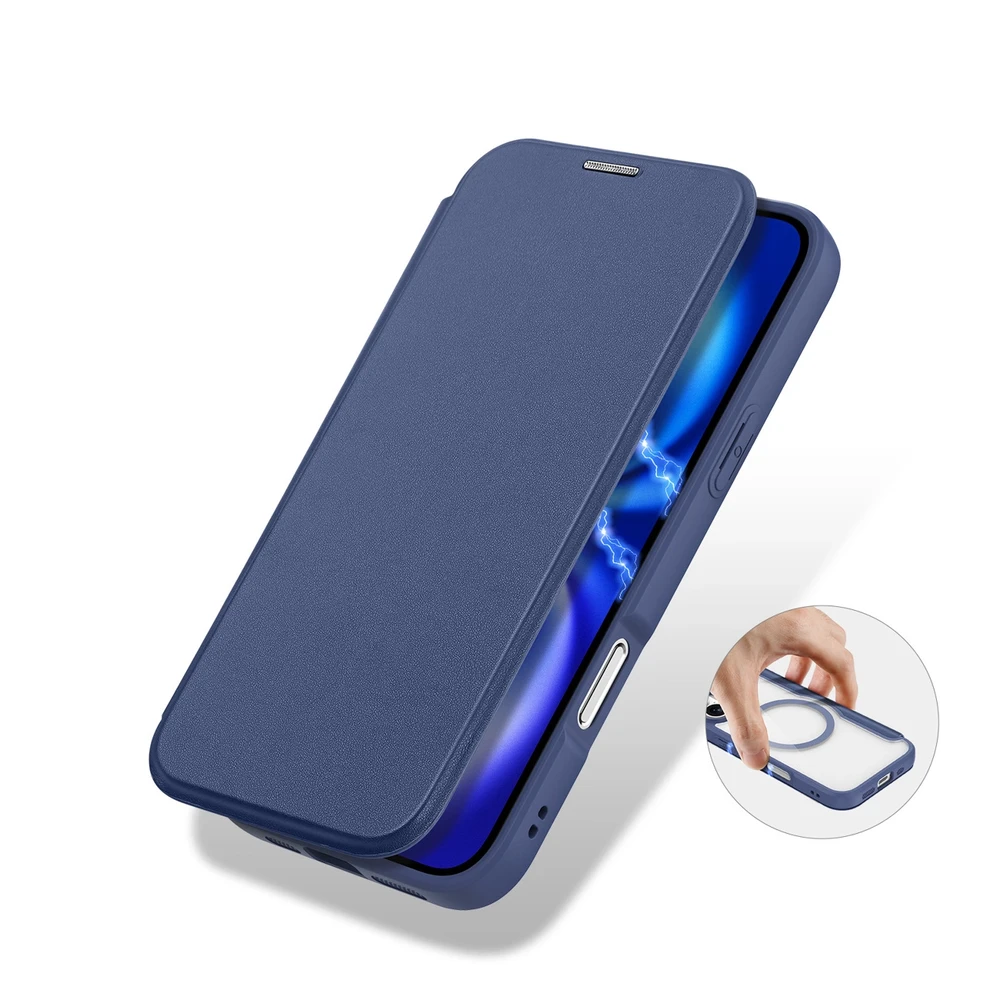 Dux Ducis Skin X Pro Apple iPhone 17 Air dėklas su MagSafe and Wallet – mėlynos spalvos