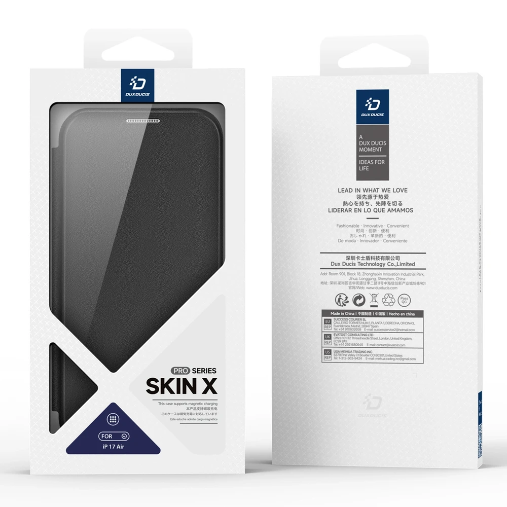 Dux Ducis Skin X Pro Apple iPhone 17 Air dėklas su Wallet, MagSafe Compatible – juodos spalvos
