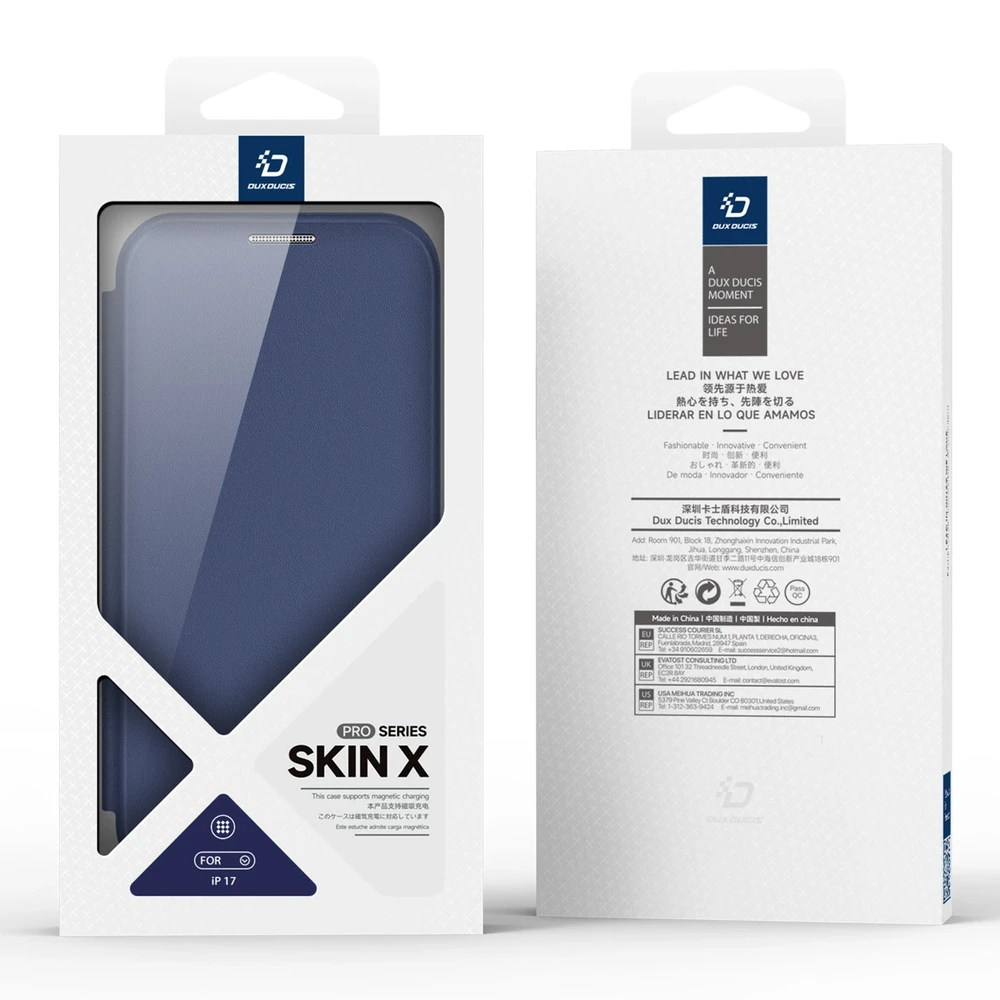 Dux Ducis Skin X Pro Apple iPhone 17 Air dėklas su MagSafe and Wallet – mėlynos spalvos