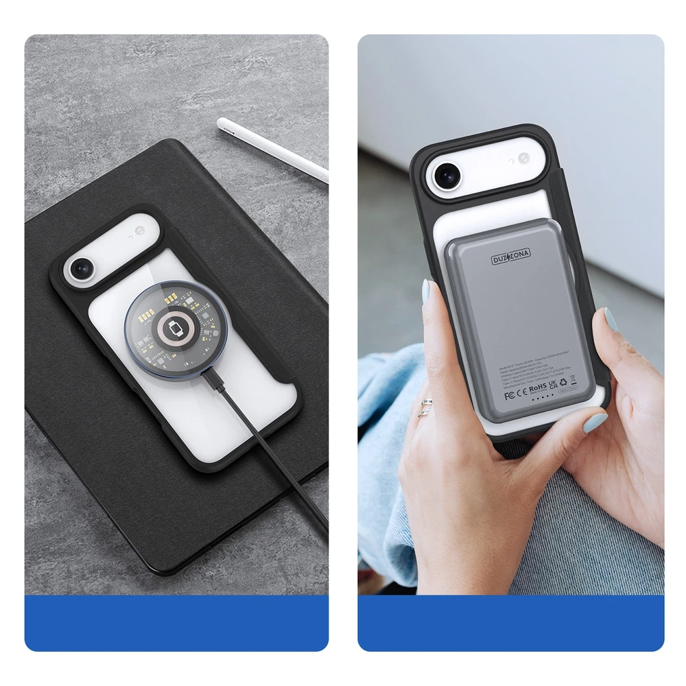 Dux Ducis Skin X Pro Apple iPhone 17 Air dėklas su Wallet, MagSafe Compatible – juodos spalvos