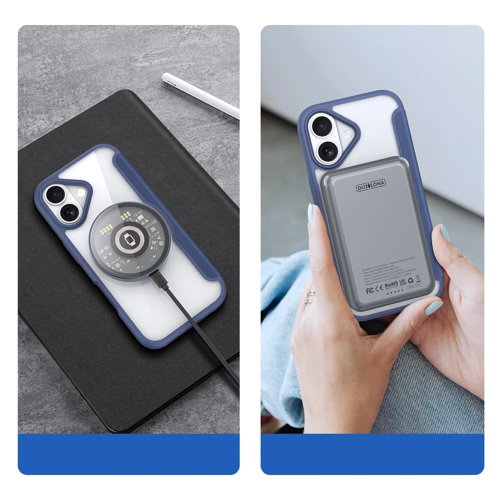 Dux Ducis Skin X Pro Apple iPhone 17 Air dėklas su MagSafe and Wallet – mėlynos spalvos