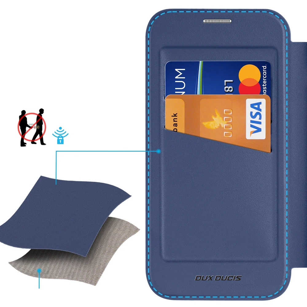 Dux Ducis Skin X Pro Apple iPhone 17 Air dėklas su MagSafe and Wallet – mėlynos spalvos