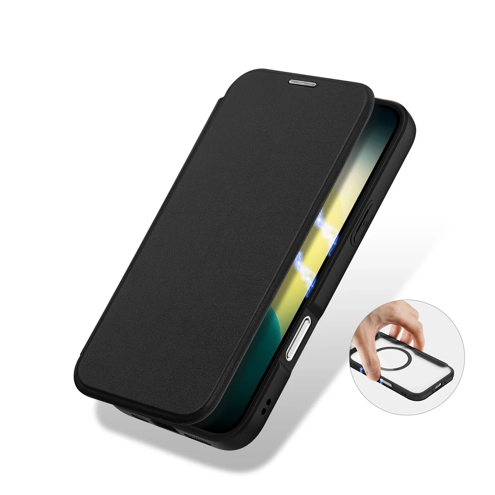 Dux Ducis Skin X Pro Apple iPhone 17 Air dėklas su Wallet, MagSafe Compatible – juodos spalvos