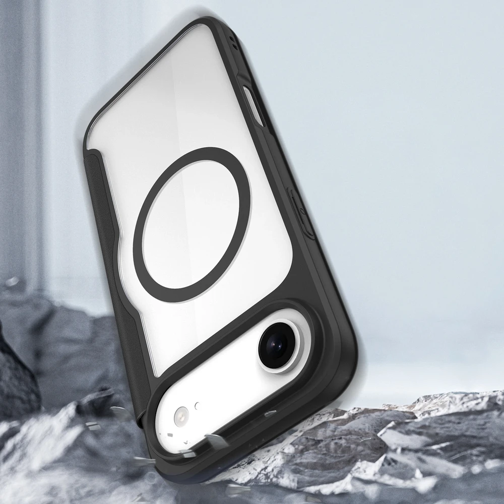 Dux Ducis Skin X Pro Apple iPhone 17 Air dėklas su Wallet, MagSafe Compatible – juodos spalvos