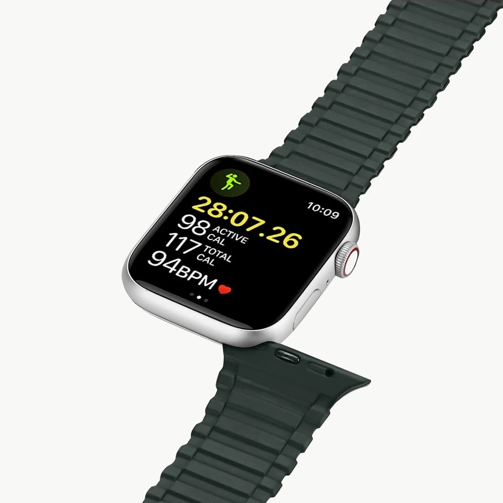 Dux Ducis apyrankė (Armor Version) Apple Watch Ultra, SE, 9, 8, 7, 6, 5, 4, 3, 2, 1 (49, 45, 44, 42 mm) silikoninis magnetic žalios spalvos