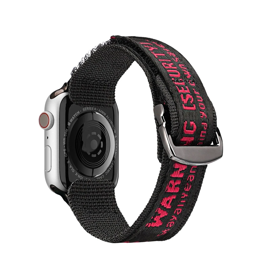 Dux Ducis apyrankė (Outdoor Version) Apple Watch Ultra apyrankė, SE, 9, 8, 7, 6, 5, 4, 3, 2, 1 (49, 45, 44, 42 mm) Nylon juodos ir raudonos spalvos