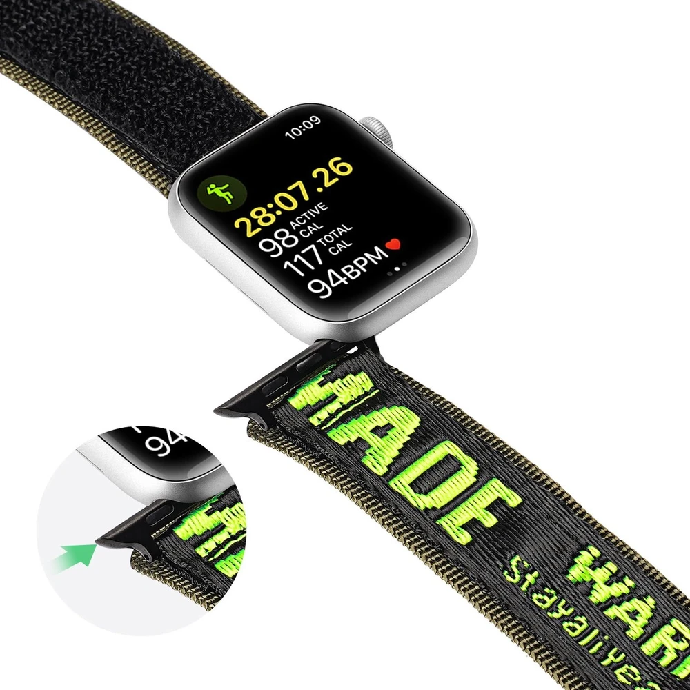 Dux Ducis apyrankė (Outdoor Version) Apple Watch Ultra apyrankė, SE, 9, 8, 7, 6, 5, 4, 3, 2, 1 (49, 45, 44, 42 mm) Nylon juodos ir žalios spalvos