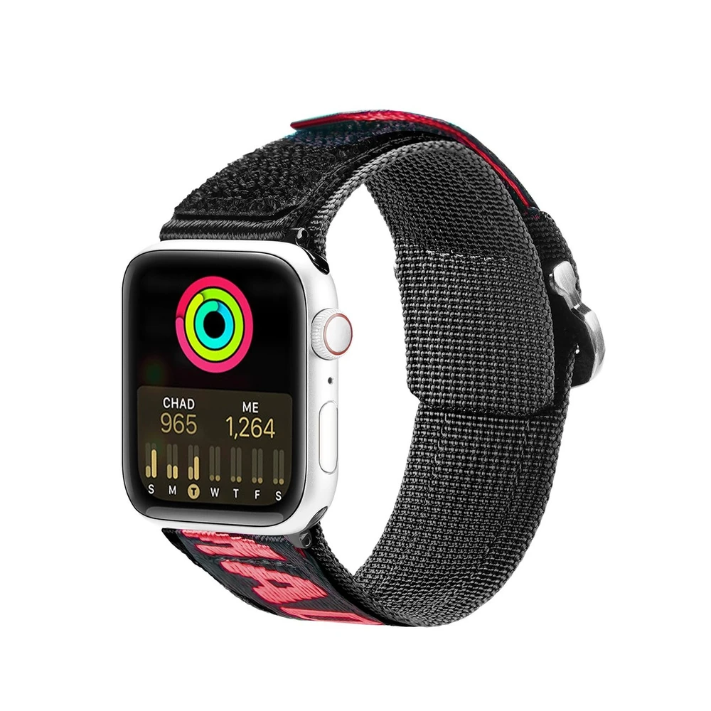 Dux Ducis apyrankė (Outdoor Version) Apple Watch Ultra apyrankė, SE, 9, 8, 7, 6, 5, 4, 3, 2, 1 (49, 45, 44, 42 mm) Nylon juodos ir raudonos spalvos