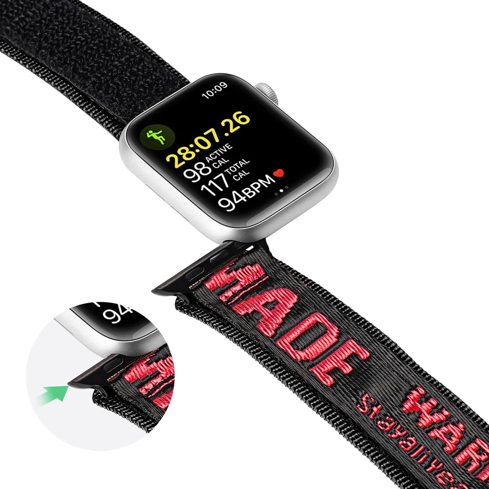 Dux Ducis apyrankė (Outdoor Version) Apple Watch Ultra apyrankė, SE, 9, 8, 7, 6, 5, 4, 3, 2, 1 (49, 45, 44, 42 mm) Nylon juodos ir raudonos spalvos