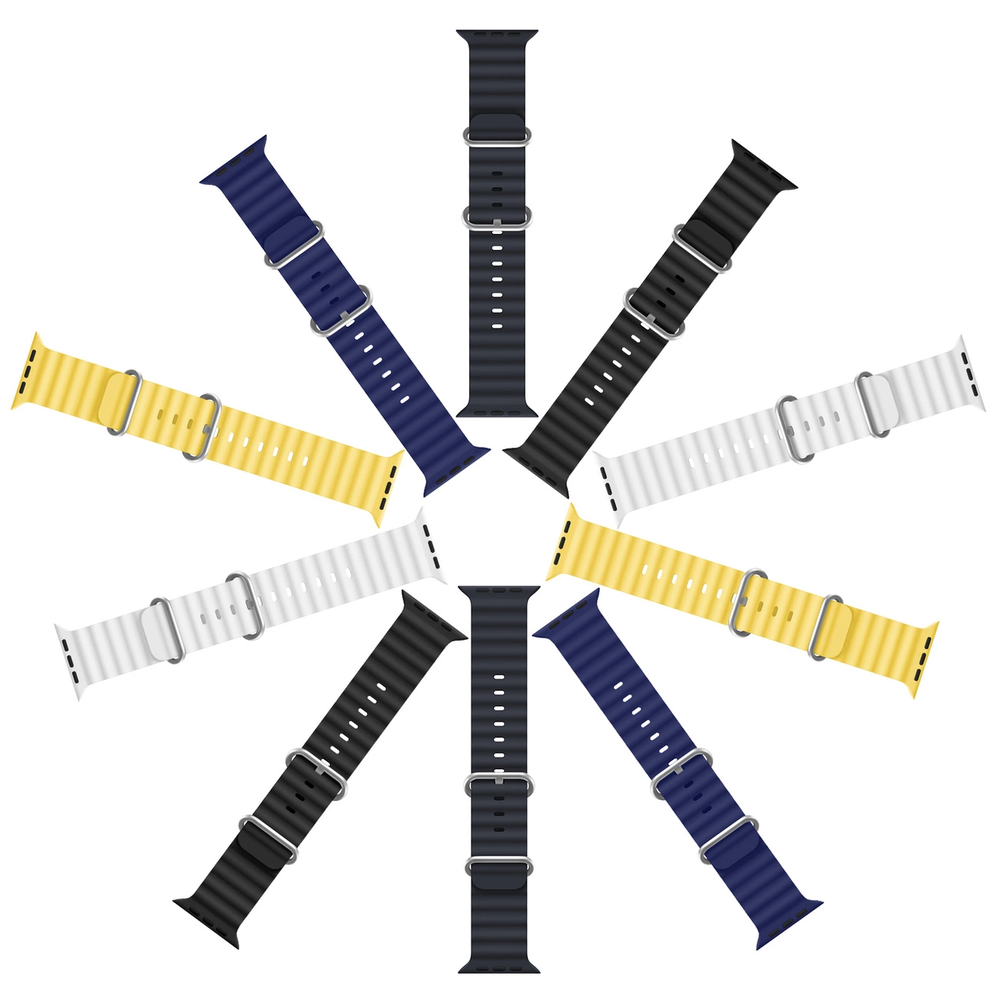 Dux Ducis Apyrankė Apple Watch 9 / 8 / 7 / 6 / 5 / 4 / 3 / 2 / SE (45 / 44 / 42mm) silikoninė Band Bracelet juodos spalvos (OceanWave Version)
