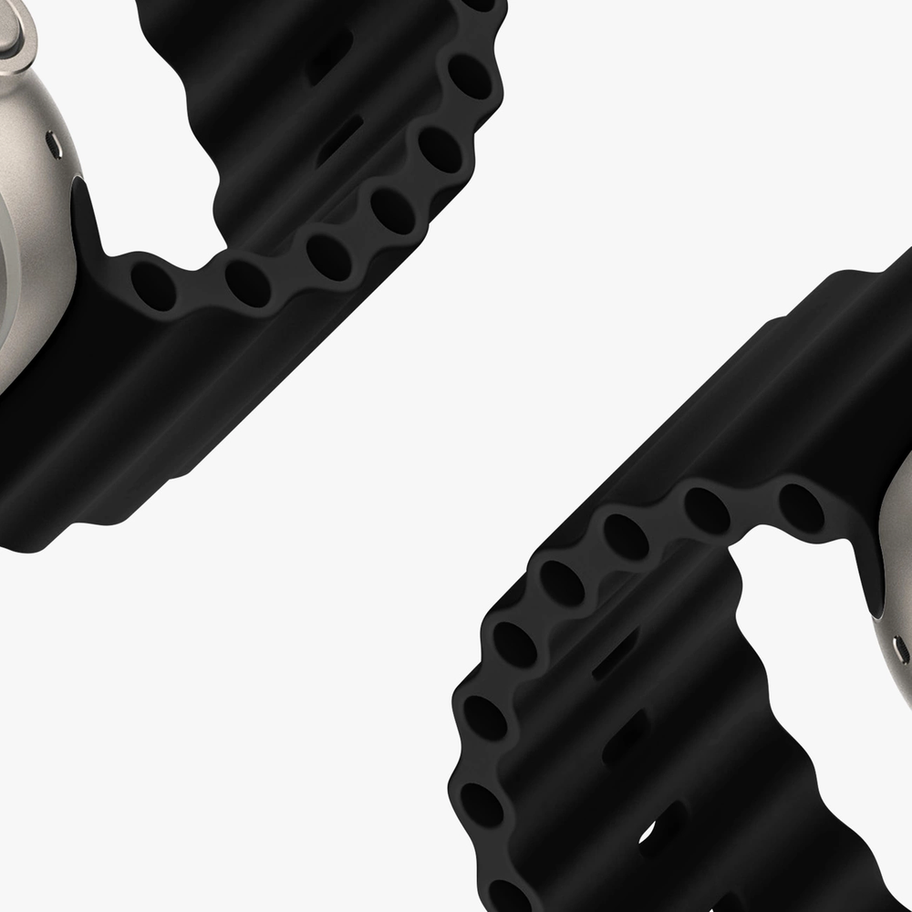Dux Ducis Apyrankė Apple Watch 9 / 8 / 7 / 6 / 5 / 4 / 3 / 2 / SE (45 / 44 / 42mm) silikoninė Band Bracelet juodos spalvos (OceanWave Version)
