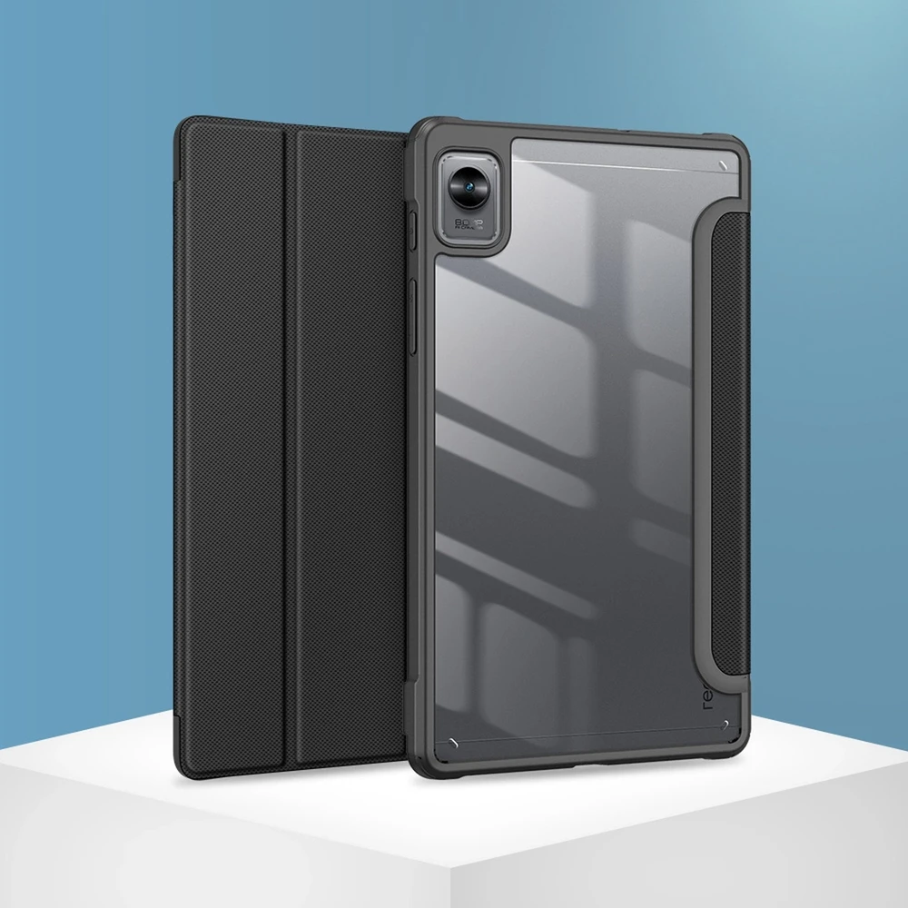 Dux Ducis Toby Armored Flip Smart dėklas planšetiniam kompiuteriui Realme Pad Mini juodos spalvos