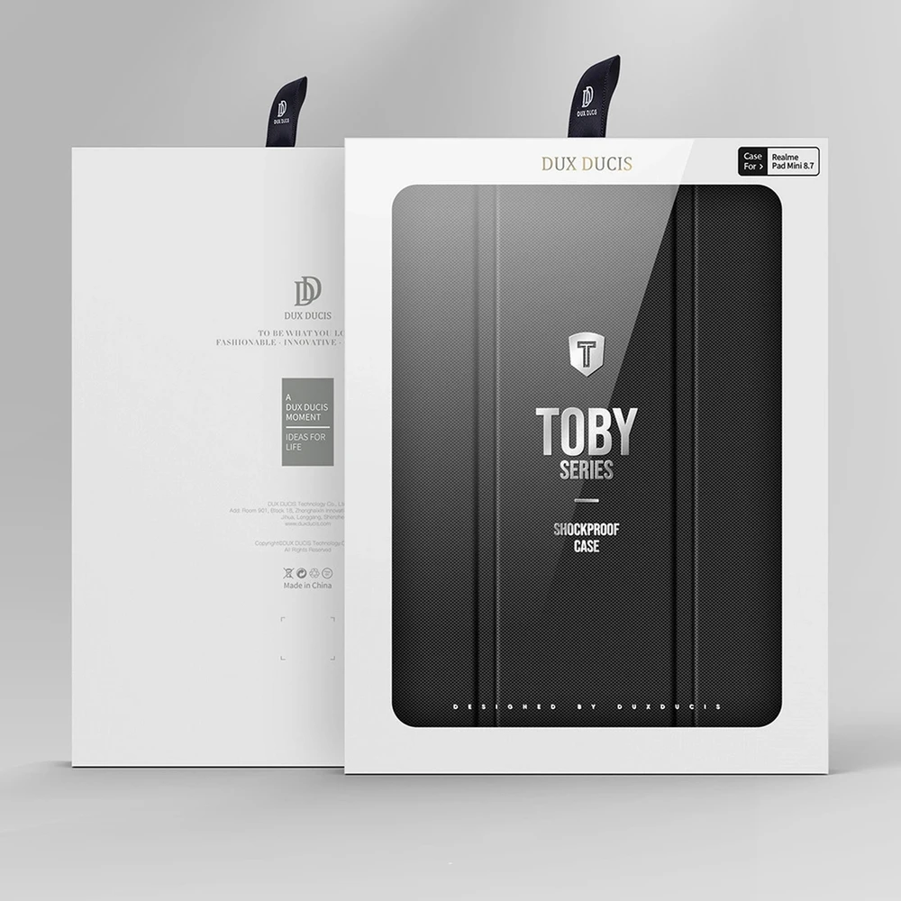 Dux Ducis Toby Armored Flip Smart dėklas planšetiniam kompiuteriui Realme Pad Mini juodos spalvos