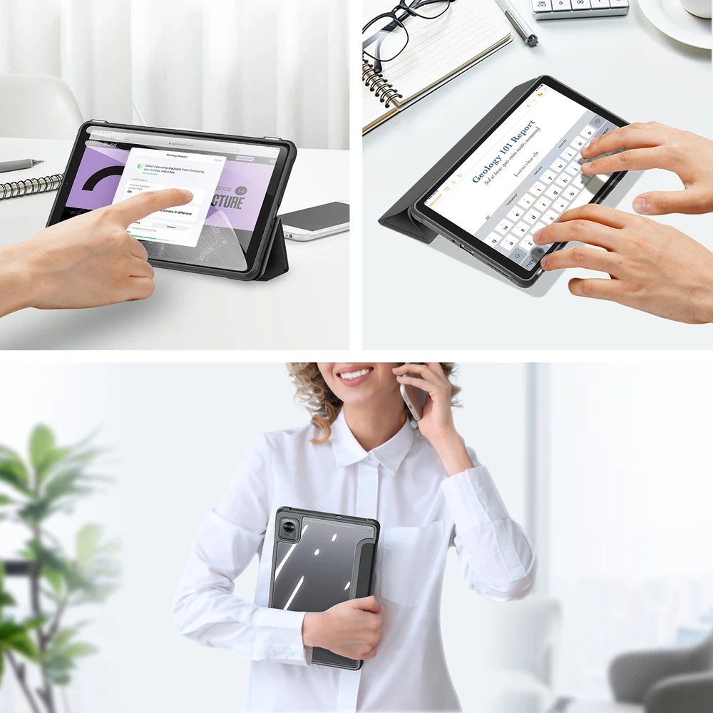 Dux Ducis Toby Armored Flip Smart dėklas planšetiniam kompiuteriui Realme Pad Mini juodos spalvos