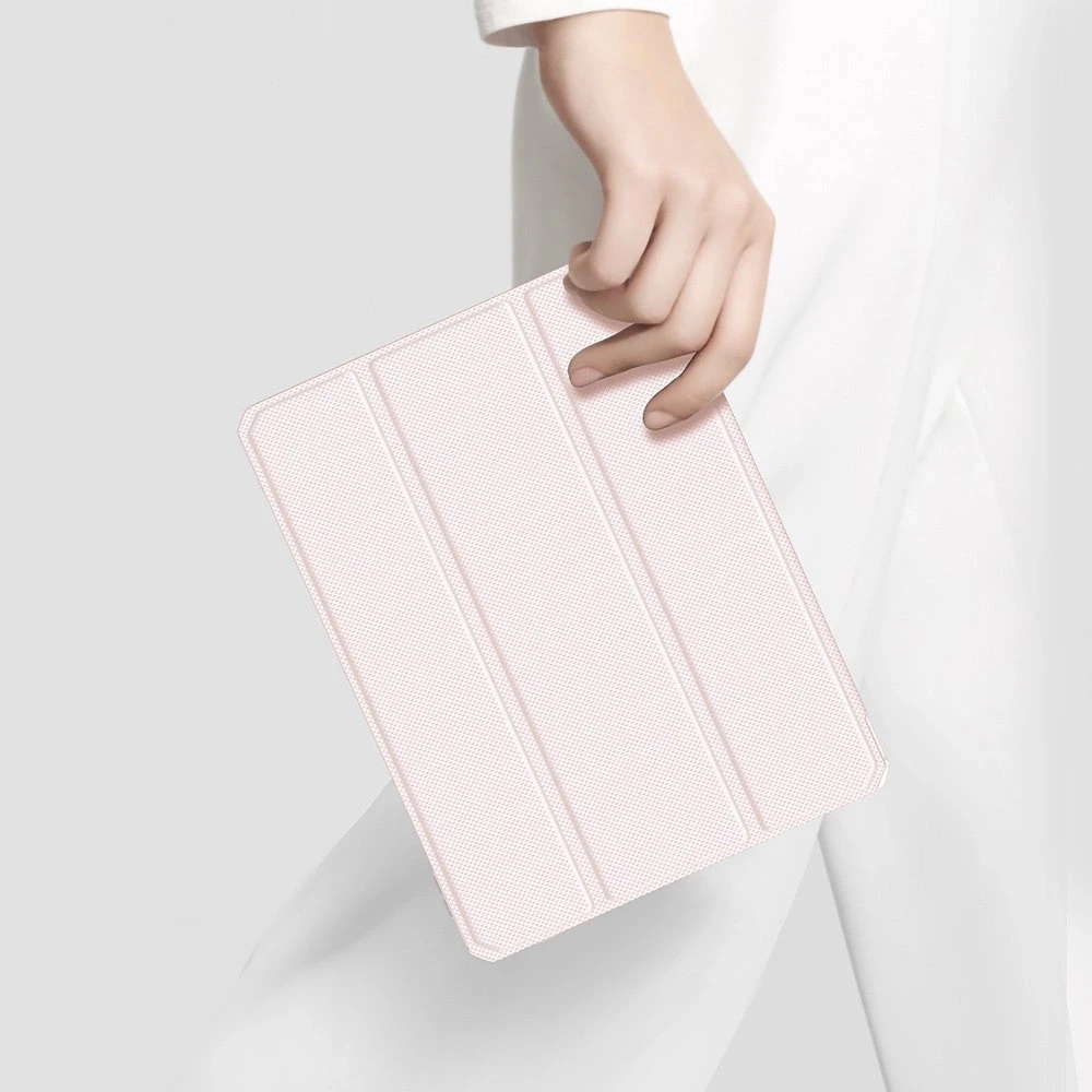 Dux Ducis Toby Armored Flip Smart iPad Air 2020/2022 Apple Pieštukas Holder Rožinė