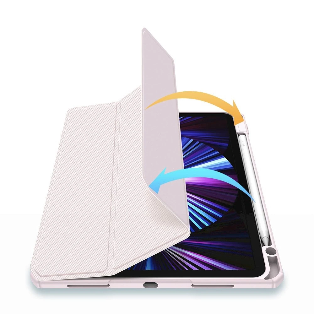 Dux Ducis Toby Armored Flip Smart iPad Air 2020/2022 Apple Pieštukas Holder Rožinė