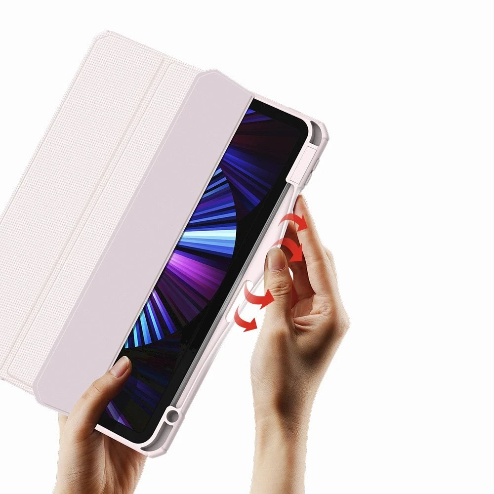 Dux Ducis Toby Armored Flip Smart iPad Air 2020/2022 Apple Pieštukas Holder Rožinė