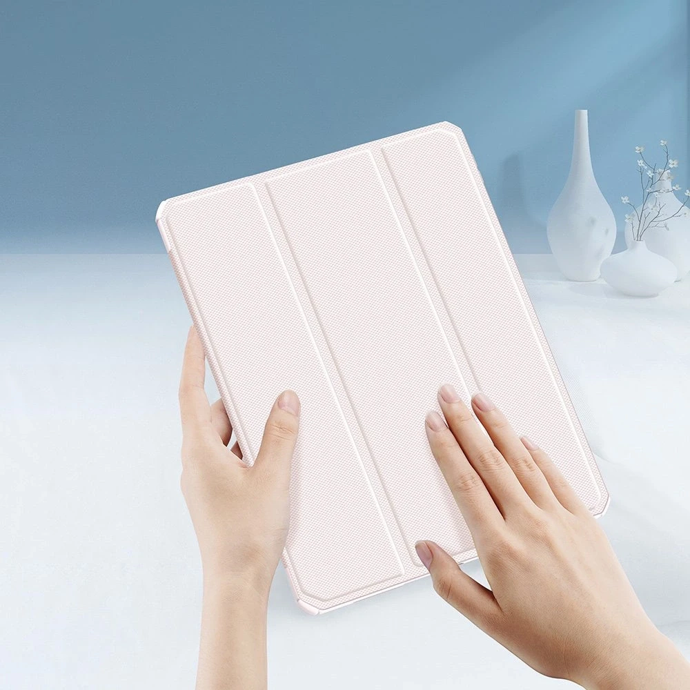 Dux Ducis Toby Armored Flip Smart iPad Air 2020/2022 Apple Pieštukas Holder Rožinė