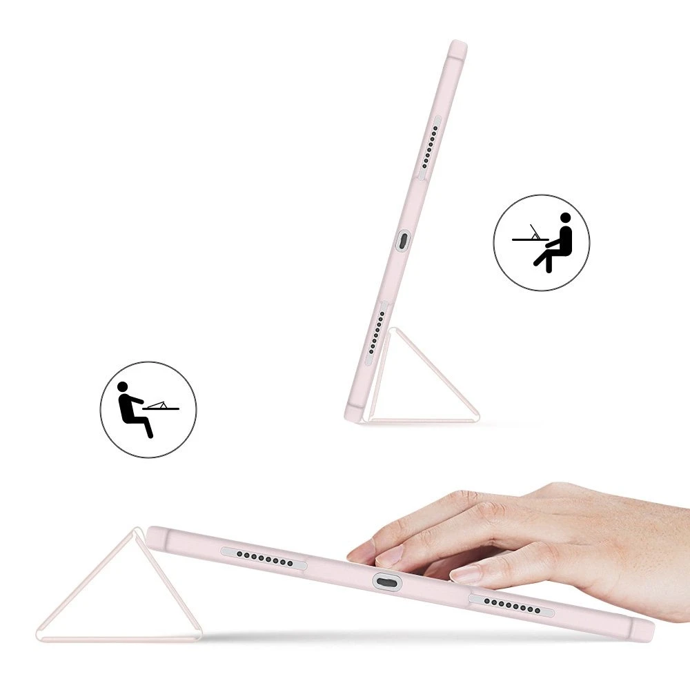 Dux Ducis Toby Armored Flip Smart iPad Air 2020/2022 Apple Pieštukas Holder Rožinė