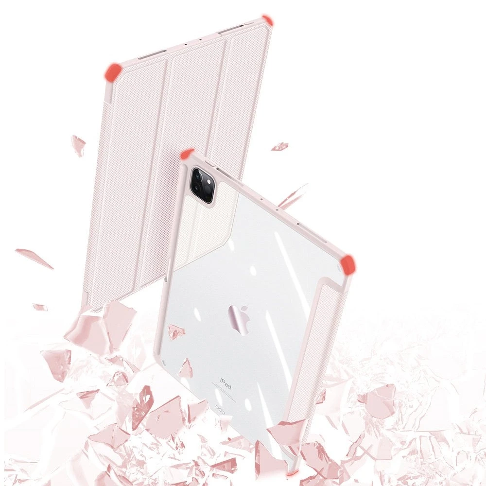 Dux Ducis Toby Armored Flip Smart iPad Air 2020/2022 Apple Pieštukas Holder Rožinė