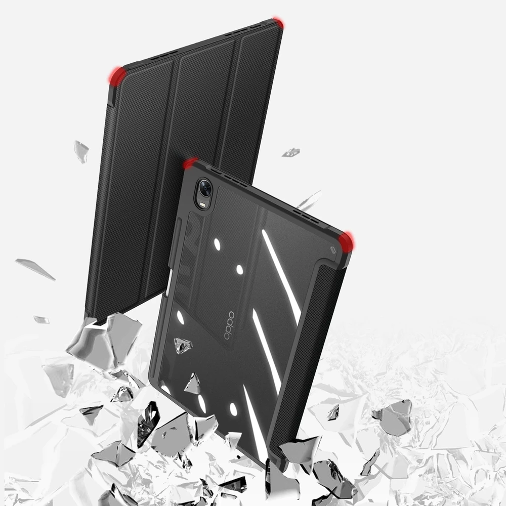 Dux Ducis Toby Armored Flip Smart Oppo Pad with Stylus Holder dėklas planšetiniam kompiuteriui juodos spalvos