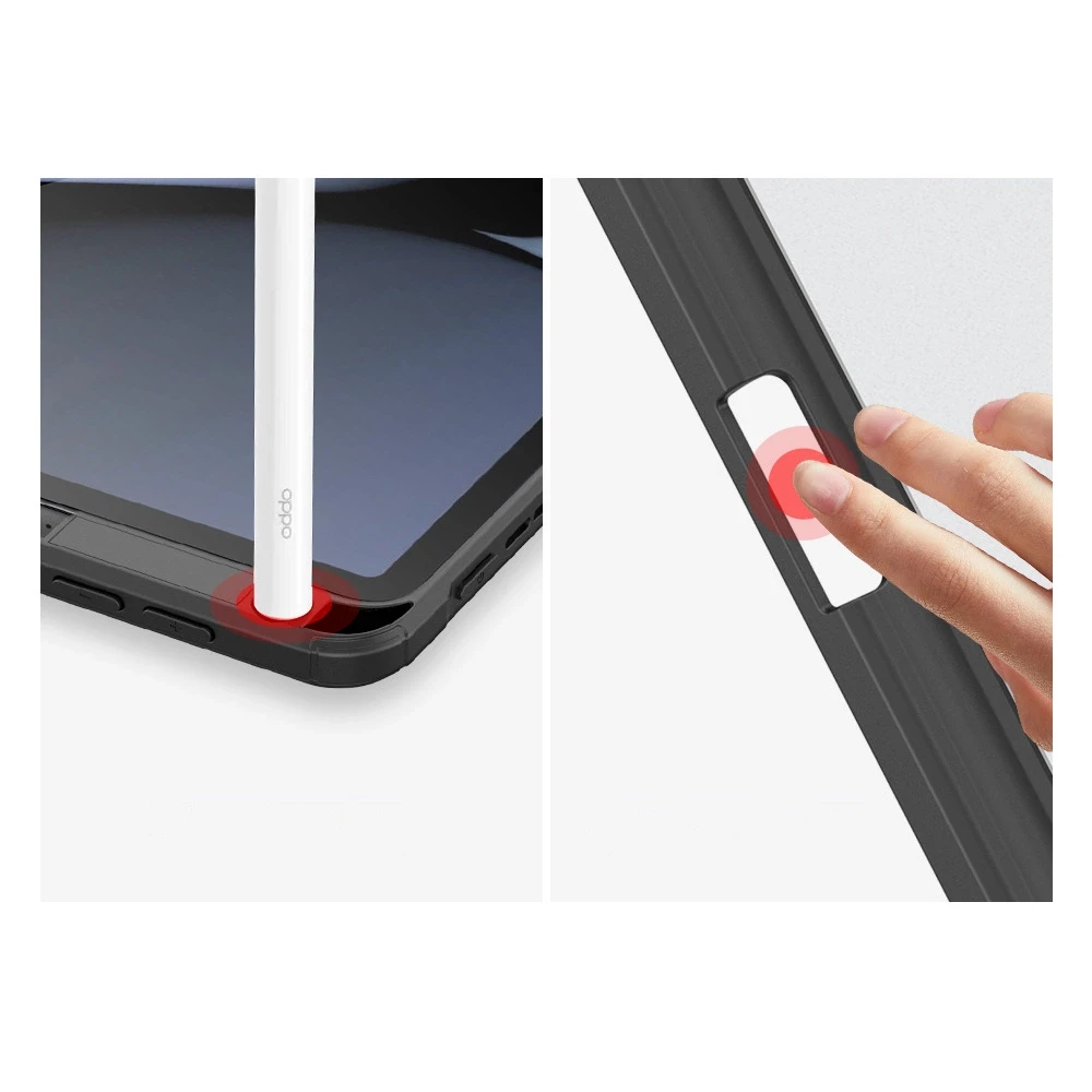 Dux Ducis Toby Armored Flip Smart Oppo Pad with Stylus Holder dėklas planšetiniam kompiuteriui juodos spalvos
