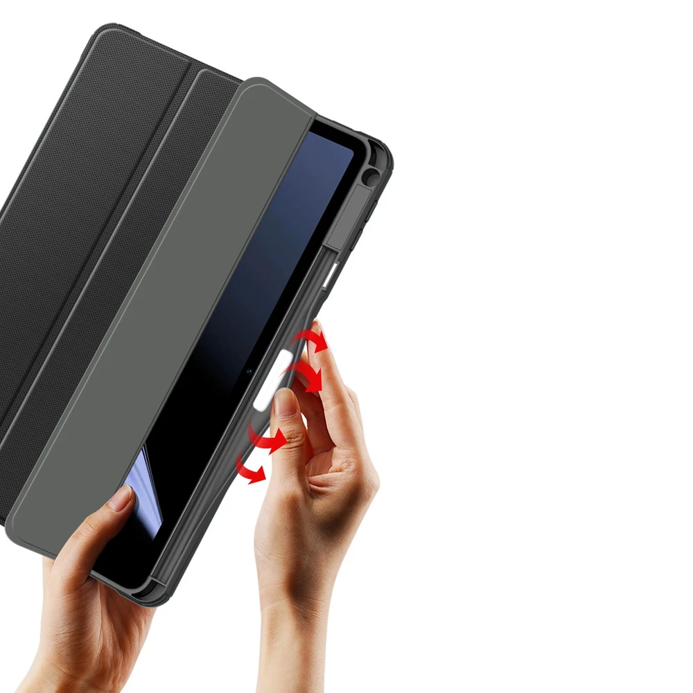 Dux Ducis Toby Armored Flip Smart Oppo Pad with Stylus Holder dėklas planšetiniam kompiuteriui juodos spalvos