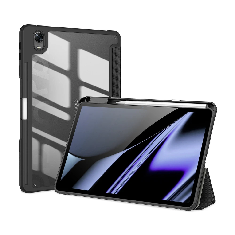 Dux Ducis Toby Armored Flip Smart Oppo Pad with Stylus Holder dėklas planšetiniam kompiuteriui juodos spalvos