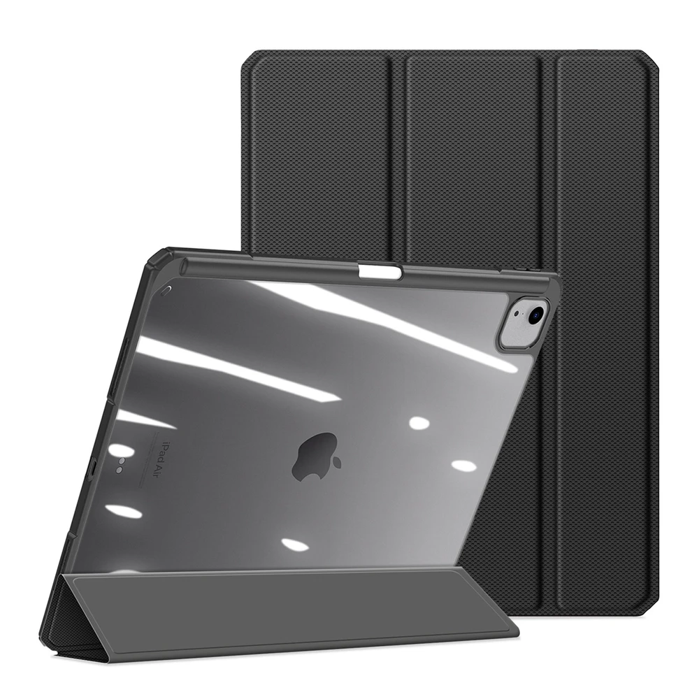 Dux Ducis Toby atverčiamas su stoveliu Apple iPad Air 13" 2024 / iPad Pro 12.9" 2018-2022 - dėklas planšetiniam kompiuteriui juodos spalvos