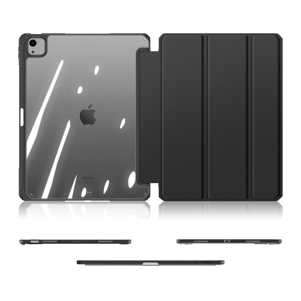 Dux Ducis Toby atverčiamas su stoveliu Apple iPad Air 13" 2024 / iPad Pro 12.9" 2018-2022 - dėklas planšetiniam kompiuteriui juodos spalvos