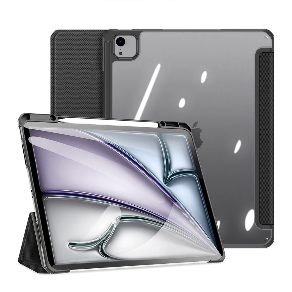 Dux Ducis Toby atverčiamas su stoveliu Apple iPad Air 13" 2024 / iPad Pro 12.9" 2018-2022 - dėklas planšetiniam kompiuteriui juodos spalvos