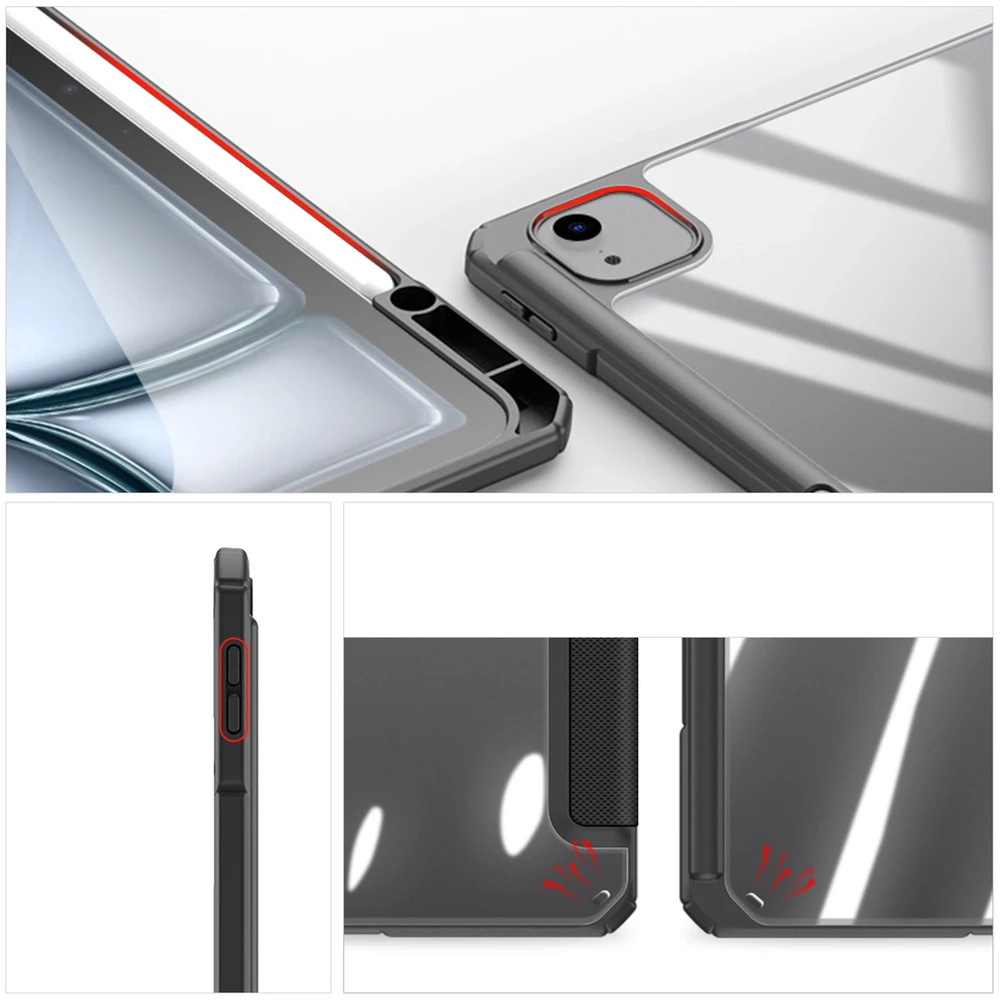 Dux Ducis Toby atverčiamas su stoveliu Apple iPad Air 13" 2024 / iPad Pro 12.9" 2018-2022 - dėklas planšetiniam kompiuteriui juodos spalvos