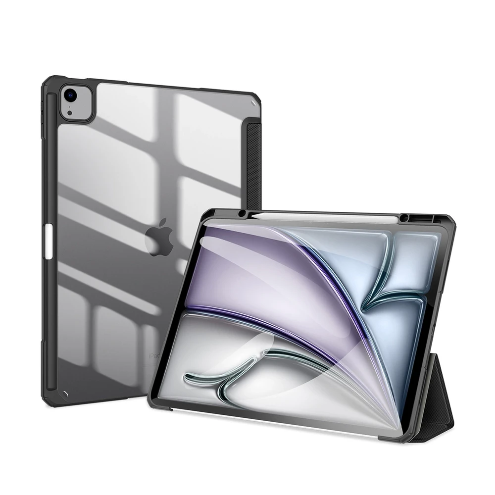 Dux Ducis Toby atverčiamas su stoveliu Apple iPad Air 13" 2024 / iPad Pro 12.9" 2018-2022 - dėklas planšetiniam kompiuteriui juodos spalvos