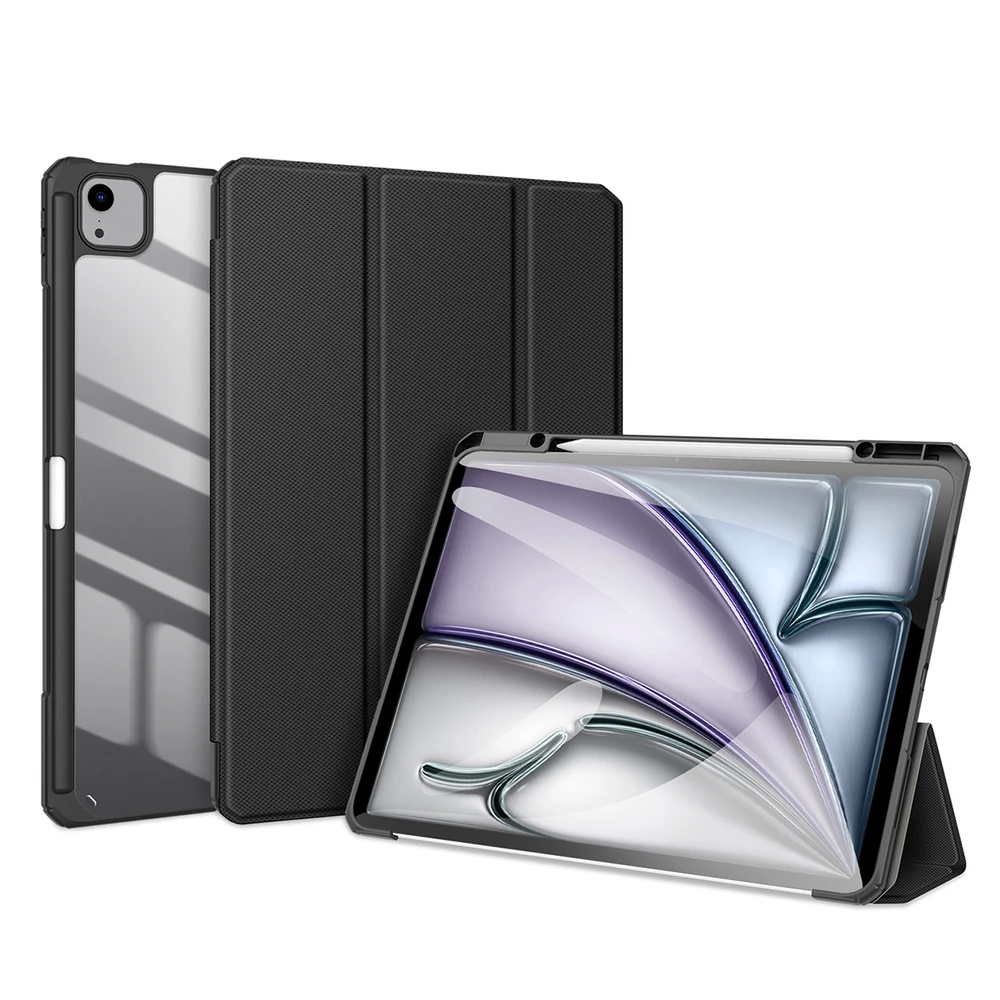 Dux Ducis Toby atverčiamas su stoveliu Apple iPad Air 13" 2024 / iPad Pro 12.9" 2018-2022 - dėklas planšetiniam kompiuteriui juodos spalvos