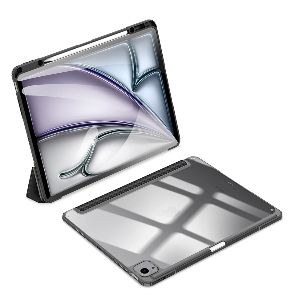 Dux Ducis Toby atverčiamas su stoveliu Apple iPad Air 13" 2024 / iPad Pro 12.9" 2018-2022 - dėklas planšetiniam kompiuteriui juodos spalvos