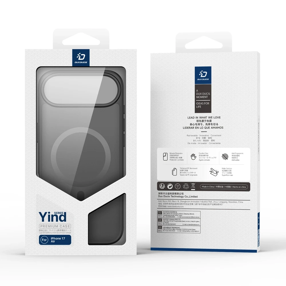 Dux Ducis Yind Apple iPhone 17 Air dėklas Compatible su MagSafe – juodos spalvos