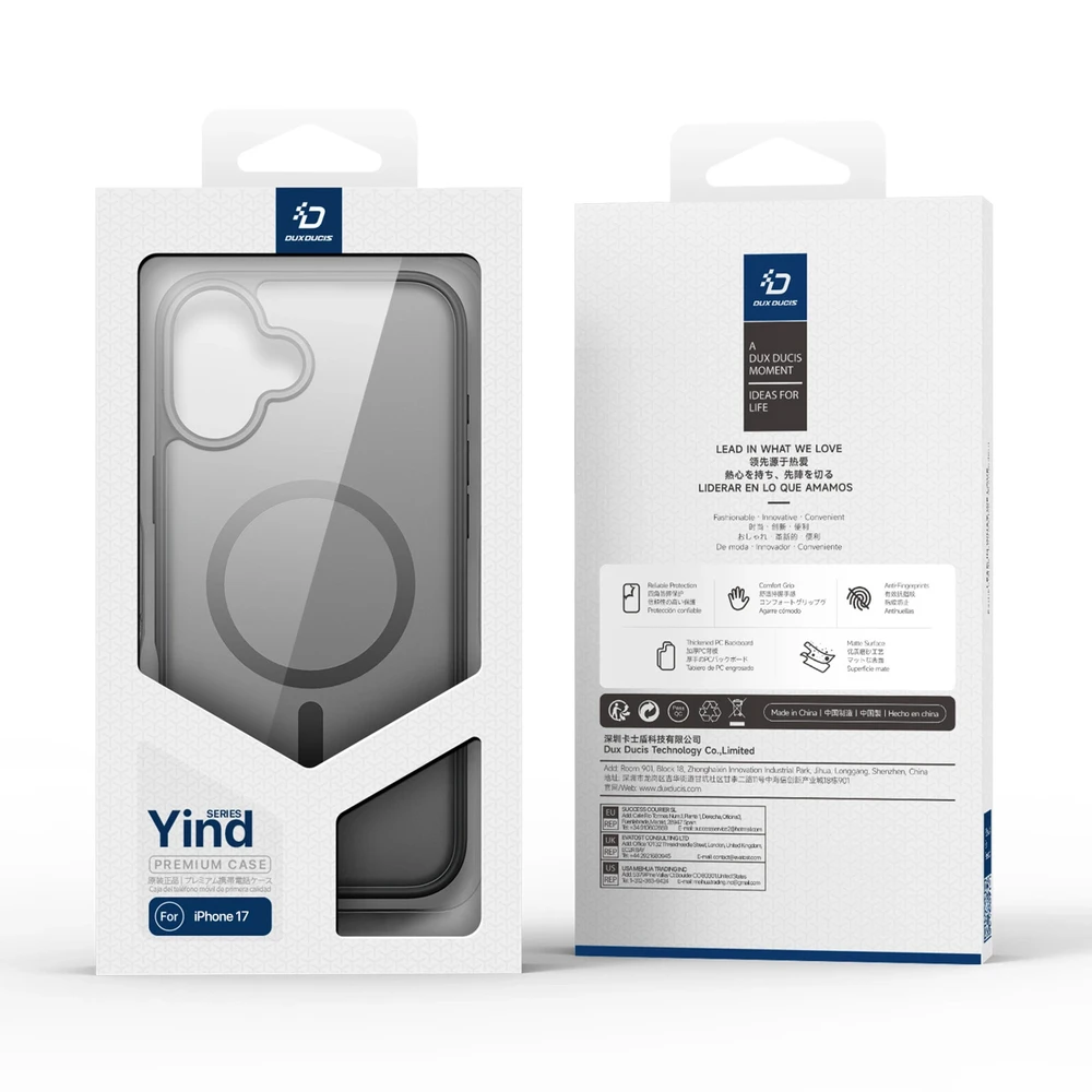 Dux Ducis Yind Apple iPhone 17 dėklas Compatible su MagSafe – juodos spalvos