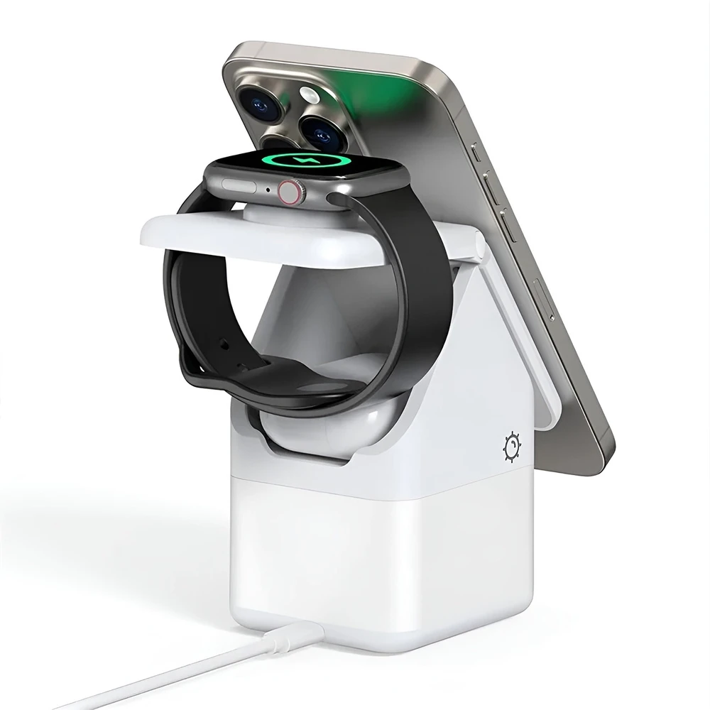Įkroviklis belaidis DUZZONA W20 4-in-1 MagSafe baltas