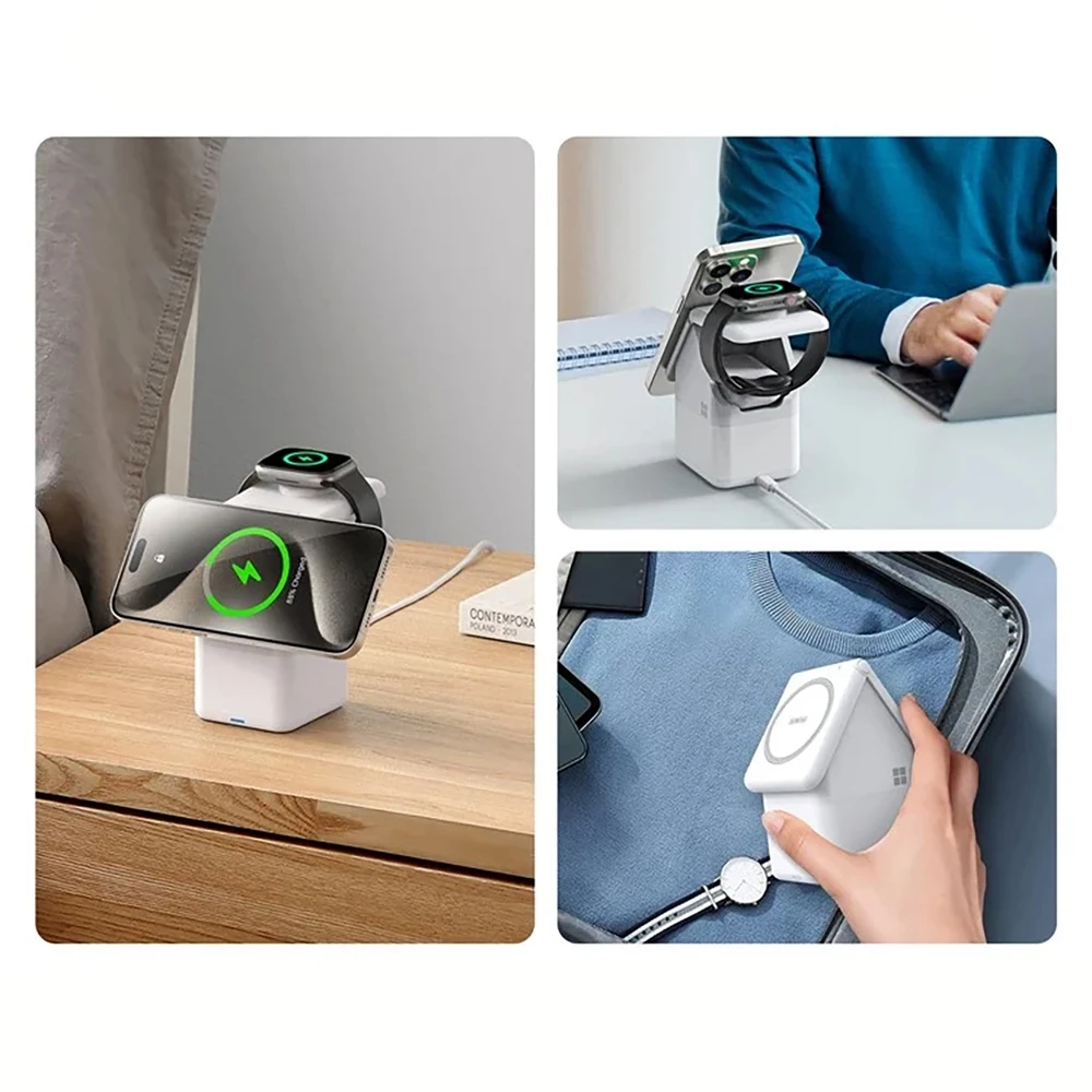 Įkroviklis belaidis DUZZONA W20 4-in-1 MagSafe baltas
