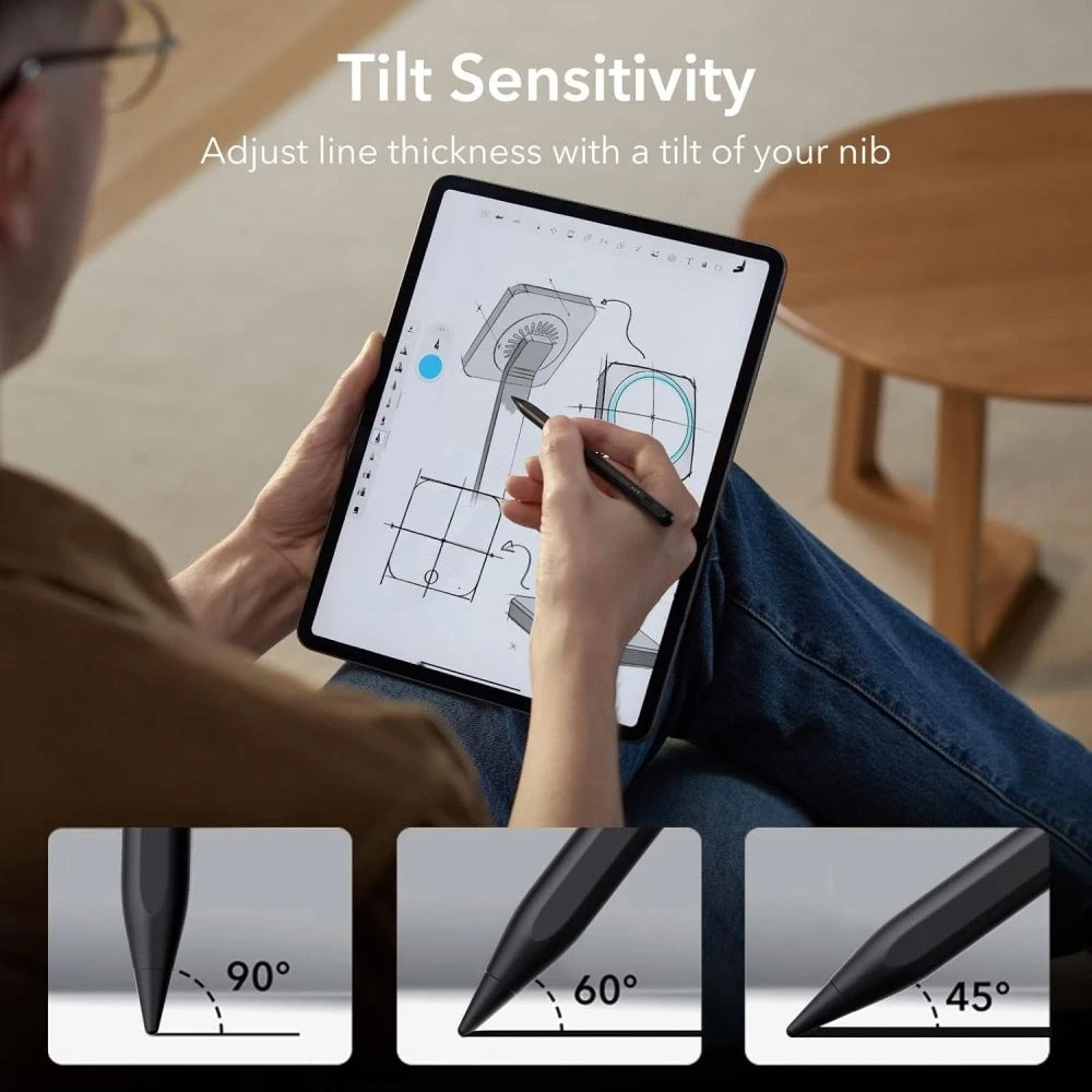 Aktyvus rašiklis ESR skaitmeninis pieštukas, skirtas iPad / Pro / Air / Mini (juodas)