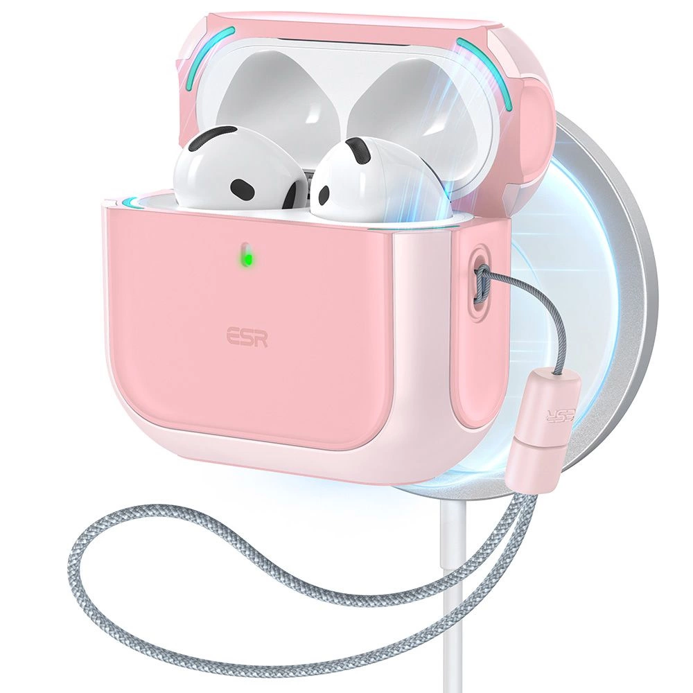Apple AirPods 4 ESR Orbit Halolock MagSafe dėklas jūsų ausinėms rožinės spalvos