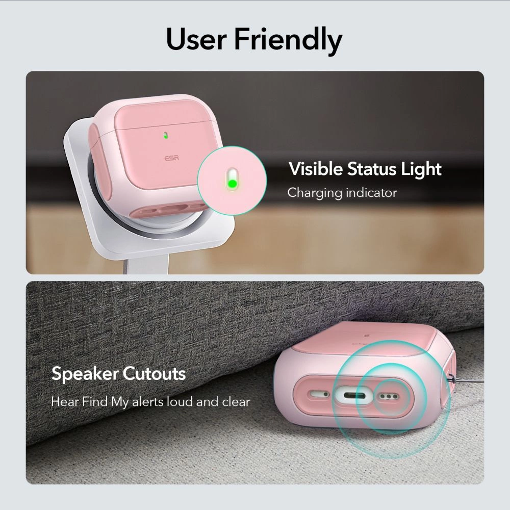 Apple AirPods 4 ESR Orbit Halolock MagSafe dėklas jūsų ausinėms rožinės spalvos