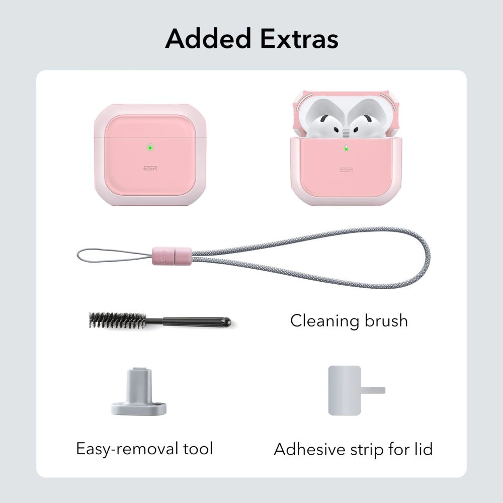 Apple AirPods 4 ESR Orbit Halolock MagSafe dėklas jūsų ausinėms rožinės spalvos